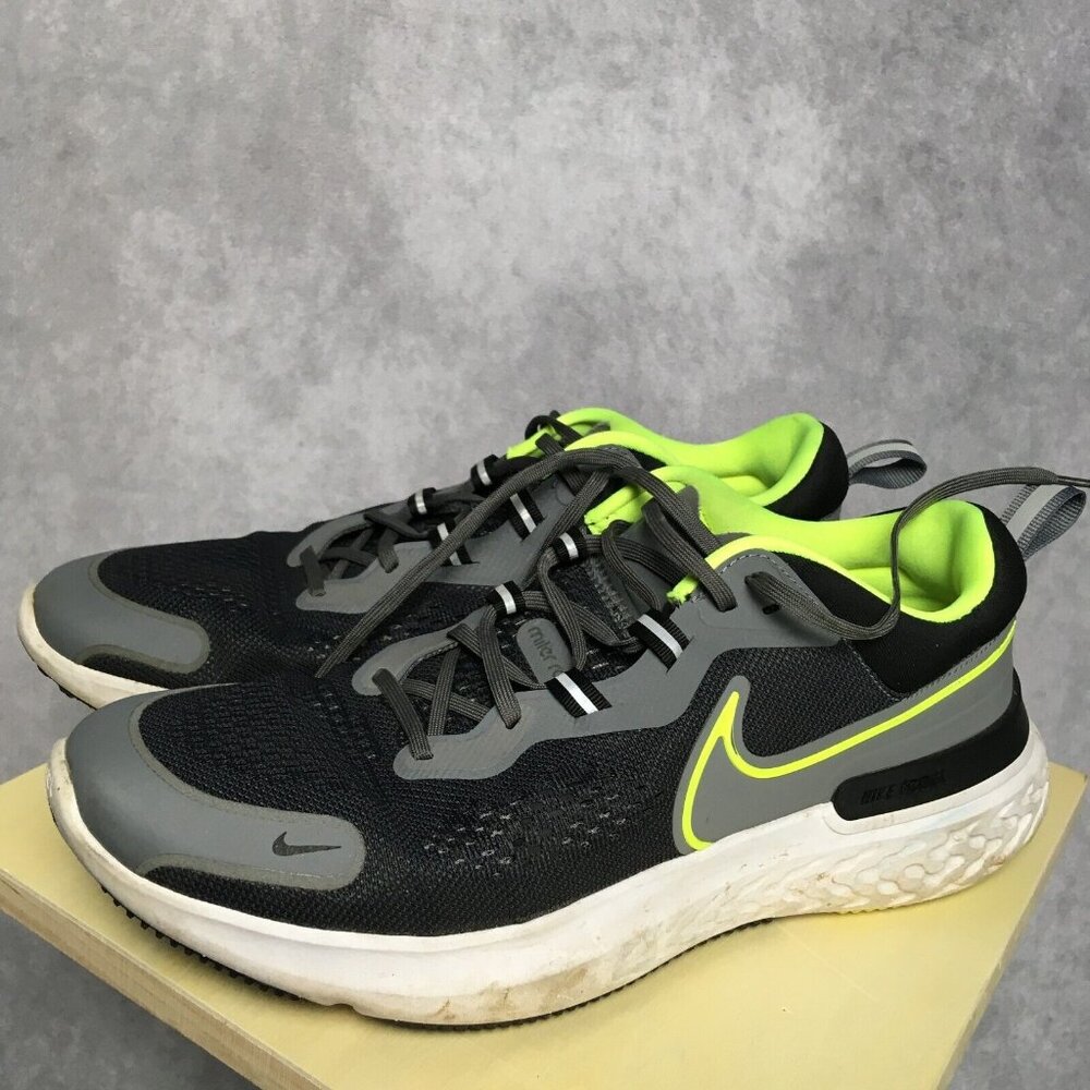 Nike Mens React Miler 2 Running Shoes size 12.5 Sneakers Smoke Grey Volt Black‎